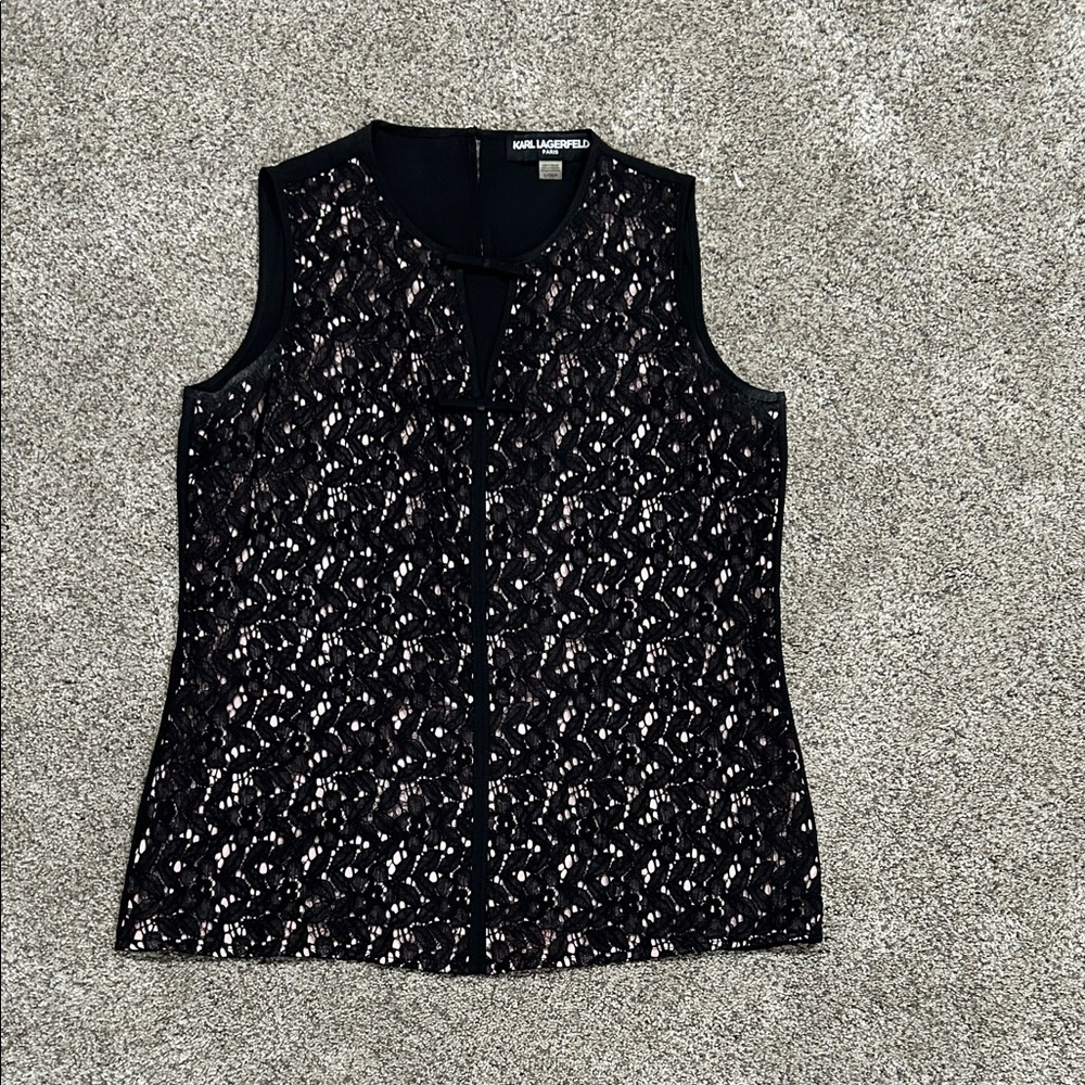 Karl Lagerfeld Black and light pink Sleeveless Blouse